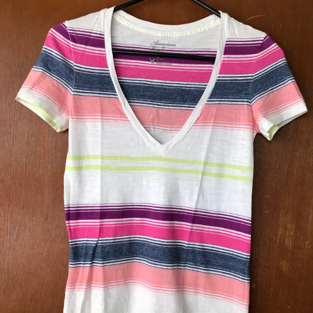 AEO Striped V-neck top Sz S/P